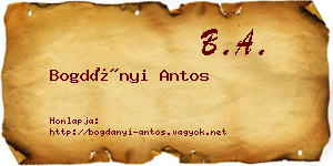 Bogdányi Antos névjegykártya